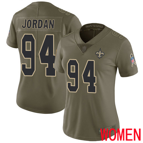 New Orleans Saints Limited Olive Women Cameron Jordan Jersey NFL Football #94 2017 Salute to Service Jersey